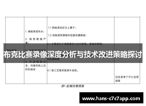 布克比赛录像深度分析与技术改进策略探讨