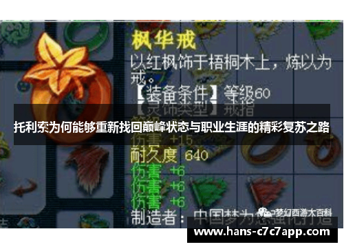 托利索为何能够重新找回巅峰状态与职业生涯的精彩复苏之路 托利索为何能够重新找回巅峰状态与职业生涯的精彩复苏之路